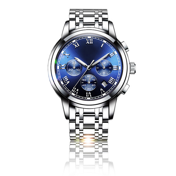 手表定制廠(chǎng)家供應(yīng)多功能不銹鋼商務(wù)男士手表_穩(wěn)