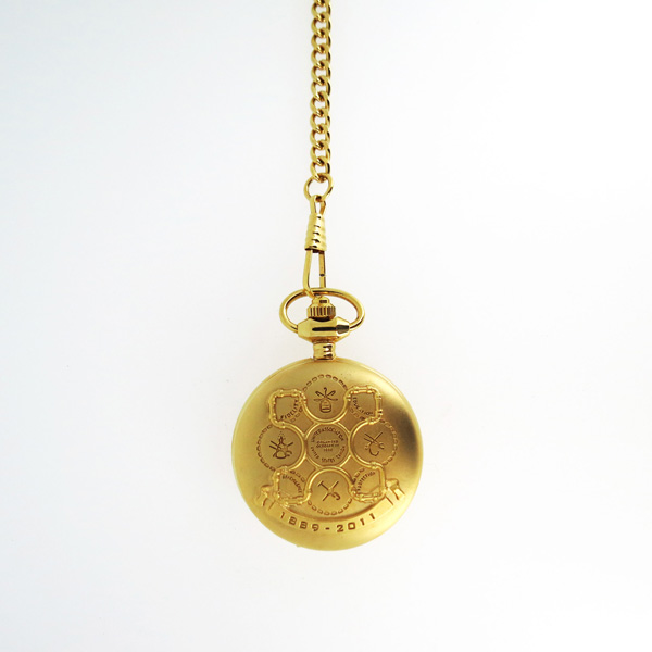 立體水管花紋金色懷表