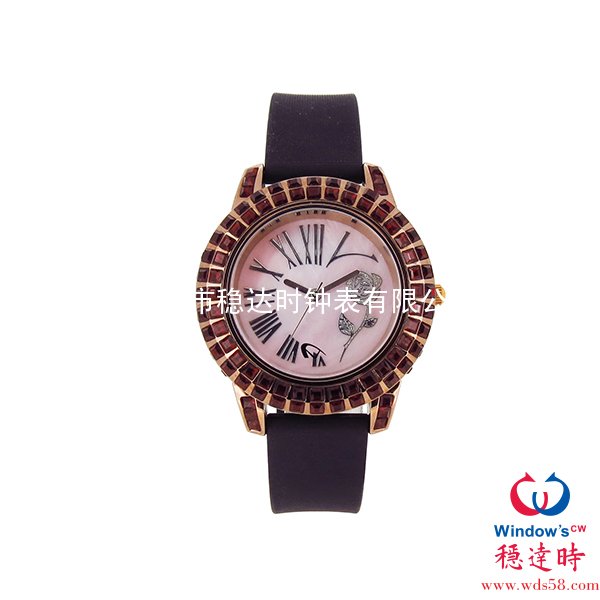 皮帶手表鑲方形石仔