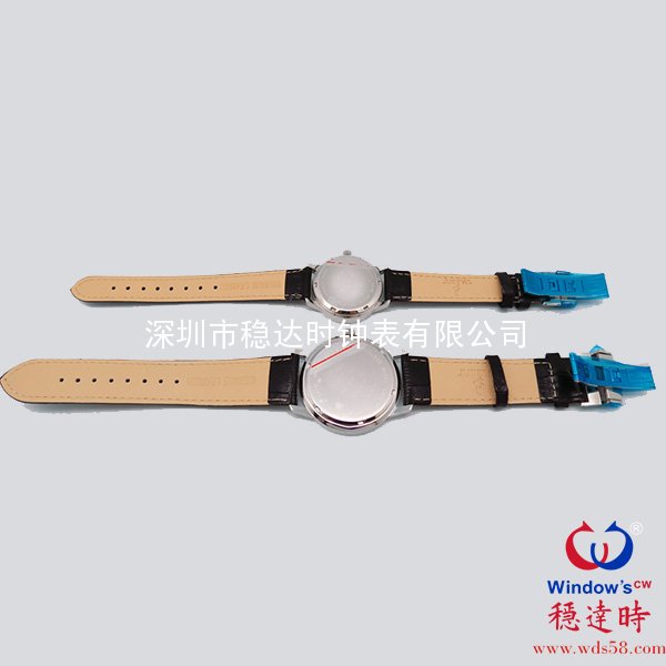 情侶真皮帶不銹鋼紀念手表