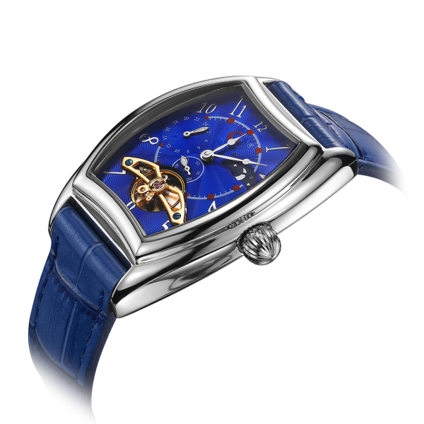 穩(wěn)達(dá)時酒桶形不銹鋼機(jī)械禮品手表定做廠家