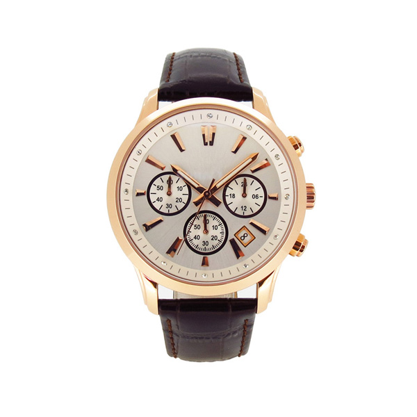 穩(wěn)達時不銹鋼配真皮表帶手表定做