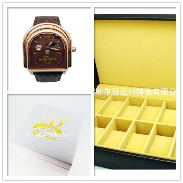 穩(wěn)達(dá)時(shí)高端霸氣真空電鍍不銹鋼殼牛皮表帶手表定制