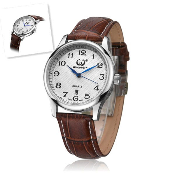 簡約經(jīng)典商務手表真皮表帶男士手表定制