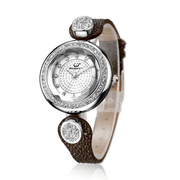 合金鑲鉆女士皮帶禮品手表批發(fā)廠家【穩(wěn)達時鐘表】